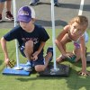 Kade and Ellie Rossiter play one of many games at the Fall Festival.